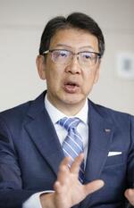 　インタビューに答える国内発電大手ＪＥＲＡの奥田久栄社長