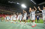 　名古屋に勝利し喜ぶＪＡＰＡＮカレッジイレブン＝豊田