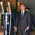 　ガソリン価格の定額引き下げ表明に臨む石破首相＝２２日午後、首相官邸