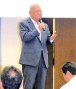 長年の経験を踏まえインバウンド成功の要点を語る袁氏＝９日、米子市久米町のＡＮＡクラウンプラザホテル米子