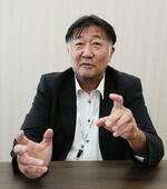 　取材に応じる「ラピダス」人事部の桐本慶祐さん