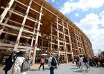 　会場シンボルの大屋根リング＝２日午後、大阪市此花区の夢洲