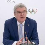 　オンラインで取材に応じるＩＯＣのバッハ会長＝７日（共同）