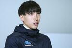 　９月の世界選手権東京大会への思いを語る陸上男子３０００メートル障害の三浦龍司＝３月４日、千葉県印西市