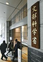 　合同庁舎に掲げられた文科省の看板