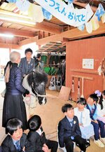 ポニーに乗って入場する卒園児