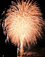 夜空を彩る大輪の花火＝２１日、湯梨浜町松崎