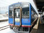 　のと鉄道の「震災語り部列車」で使用する特別車両＝１４日午前、石川県七尾市の七尾駅