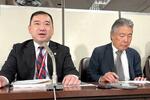 　破産手続きの開始を東京地裁に申し立て、記者会見する代理人弁護士ら＝１６日午後、東京・霞が関の司法記者クラブ