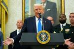 　１９日、米ホワイトハウスで話すトランプ大統領（ＡＰ＝共同）