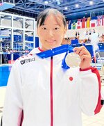 Ｗ杯スーパーファイナルで日本勢初となる銀メダルを獲得した三上紗也可。パリ五輪ではさらに上を狙う＝２０２３年８月、ドイツ・ベルリン