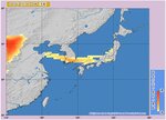 １９日午前３時の黄砂予測図（気象庁ホームページより）