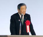 　鹿児島市で講演する自民党の森山幹事長＝１１日午後
