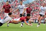 　ＢＬ東京―横浜　前半、トライを決めるＢＬ東京・杉山＝秩父宮