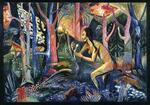 　贋作と判断された高知県立美術館所蔵の油彩画「少女と白鳥」（同館提供）