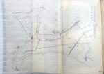 　旧海軍が作成した手書きの地図。数字と矢印で撮影地点と方向を示している＝防衛研究所戦史研究センター所蔵