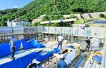 中ノ御門渡櫓門の復元整備の様子＝鳥取市東町２丁目