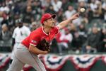 　米大リーグ、ホワイトソックスとの開幕戦に先発したエンゼルス・菊池雄星＝２７日、シカゴ（共同）