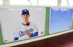 　「母の日」に合わせ、米大リーグ・ドジャースの大谷翔平選手の故郷・岩手県のＪＲ花巻駅に掲出された日本航空の限定広告＝１１日