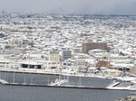 米子城跡から市街地を見渡す＝24日午後0時15分ごろ
