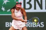 　女子シングルス１回戦でプレーする大坂なおみ＝パリ（共同）