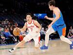 　ＮＢＡ下部Ｇリーグでブルー戦に先発したハッスルの河村勇輝＝２３日、米オクラホマ州オクラホマシティー（ＮＢＡＥ・ゲッティ＝共同）
