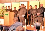 昨年の活躍を振り返る鳥取城北高の相撲部員ら＝１６日、ＪＲ鳥取駅前のホテルニューオータニ鳥取