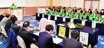 鳥取県西部特産の白ネギの販売額などについて確認する関係者＝１５日、米子市明治町の米子ワシントンホテルプラザ