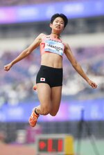 女子走り幅跳び（知的障害）　５メートル３２で２位の川口梨央＝杭州（共同）