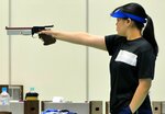 少年女子ビームピストルで９位となり、惜しくも決勝進出を逃した有本雅歩＝鹿児島市ハートピアかごしま