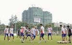 　ミャンマー戦に向け、調整する日本代表＝ヤンゴン（共同）
