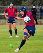 決勝・倉吉東―合同　倉吉東は前半４分、坂根がペナルティーゴールを決めて先制点を挙げる＝どらドラパーク米子球技場
