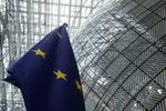　ＥＵ欧州委員会の建物内にあるＥＵ旗＝２０２４年、ブリュッセル（ＡＰ＝共同）