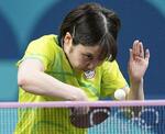 　女子シングルス１回戦　イタリア選手と対戦する平野美宇＝パリ（共同）