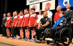 パリ五輪、ねんりんピック、国スポに向けて決意を新たにする選手とジュニアアスリートら＝鳥取市のとりぎん文化会館