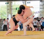 個人決勝　三田（近大）が休まず攻めて寄り切って篠（金沢）を下す