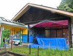 バディアートの〝キャンバス〟となるあやめ館＝２日、江府町江尾