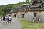 　「民族共生象徴空間（ウポポイ）」内に並ぶアイヌの伝統的な住居＝２０２１年７月、北海道白老町