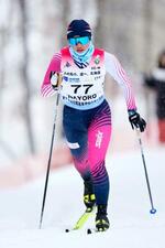 　距離女子５キロクラシカル　優勝した鹿角・沢田大芽＝なよろ健康の森クロスカントリーコース