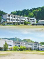 買い受け候補者が決まった旧三朝東小（上）と旧三朝南小