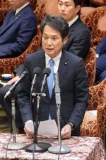 　衆院政治改革特別委で発言する立憲民主党の大串博志氏＝１０日午後
