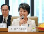 　人口問題に関するセミナーで講演する上川外相＝４日午後、国会
