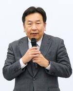 　さいたま市で講演する立憲民主党の枝野元代表＝１２日午後
