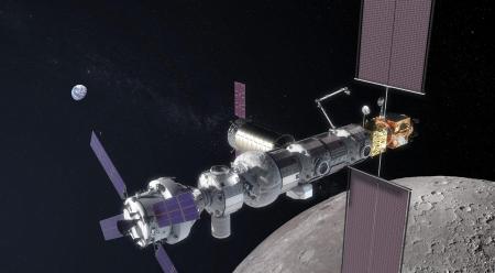 　国際月探査「アルテミス計画」で中継基地になる「ゲートウエー」のイメージ（ＮＡＳＡ提供・共同）