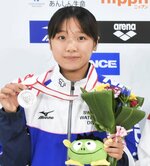 女子高飛び込みで２位入賞した安田舞＝インフロニア草津アクアティクスセンター
