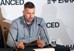 　エンハンスト・ゲームズの記者会見に出席した競泳のアンドリー・ゴボロフ＝２１日、米ネバダ州ラスベガス（ロイター＝共同）