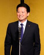 　立憲民主党の福島県連大会で、あいさつする玄葉衆院副議長＝１８日午後、福島県郡山市
