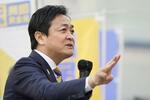 　街頭演説する国民民主党の玉木代表＝４月