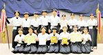 ５年ぶりに男女同時優勝を果たした倉吉西＝島根県立浜山体育館特設弓道場