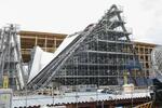 　日本ガス協会が万博に出展する「ガスパビリオン　おばけワンダーランド」の建設現場＝２０２４年４月１６日、大阪市の夢洲